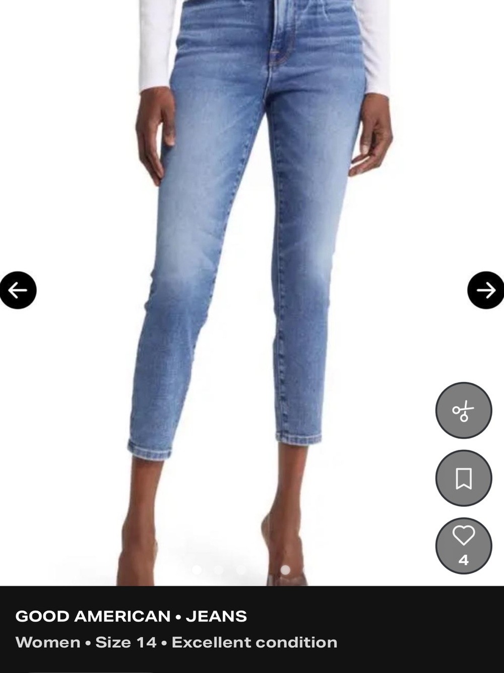 Good American - good waist split skinny jeans - indigo size 14